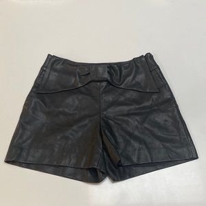 Black vegan leather shorts with bow